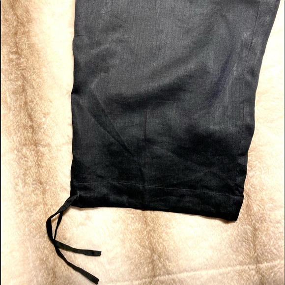 Capri MECCA Gold Linen 100% Capri Wide leg Pants Classic black embellished - Picture 7 of 8